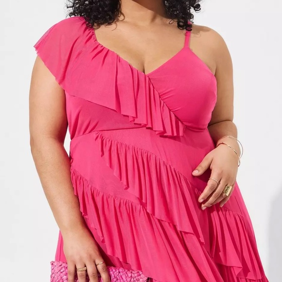 Torrid Midi Mesh Ruffle Surplice Dress NWT Size 3X - Picture 2 of 6
